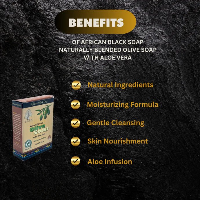 African Black Soap Naturally Blended Olive Soap with Aloe Vera 3.5oz - ASBEAUTYBAZAAR