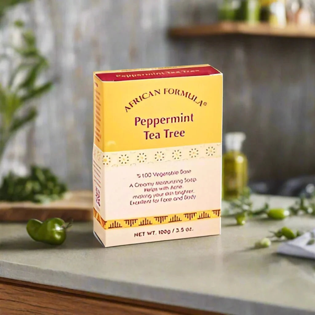 African Formula Peppermint Tea Tree Soap 3.5 oz - ASBEAUTYBAZAAR