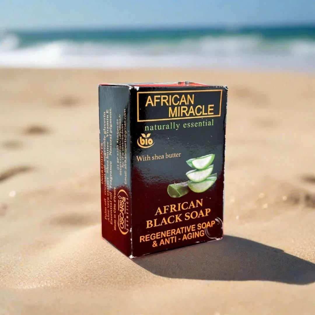 African Miracle Natural Shea Butter Black Soap 200g - ASBEAUTYBAZAAR
