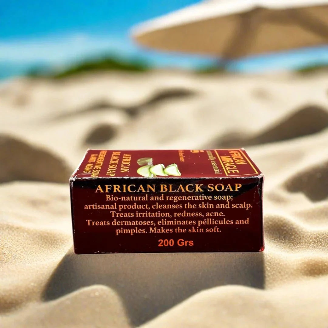 African Miracle Natural Shea Butter Black Soap 200g - ASBEAUTYBAZAAR