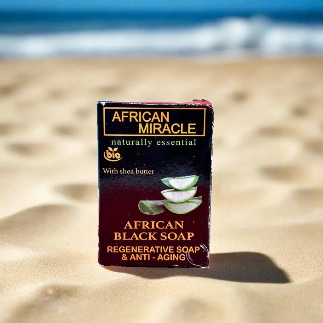 African Miracle Natural Shea Butter Black Soap 200g - ASBEAUTYBAZAAR