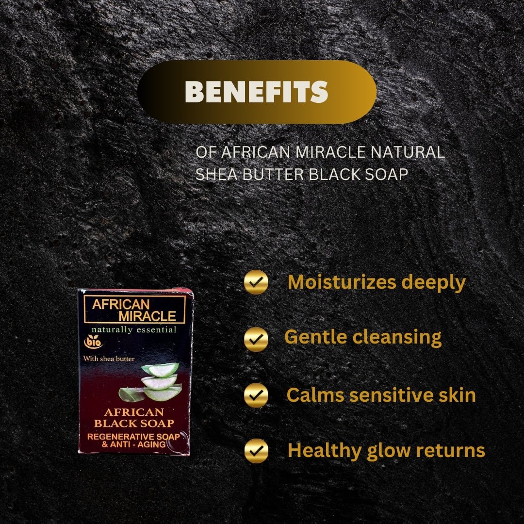 African Miracle Natural Shea Butter Black Soap 200g - ASBEAUTYBAZAAR