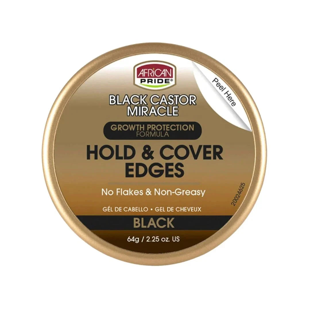 African Pride Black Castor Miracle Hold & Cover Edges 2.25 oz - ASBEAUTYBAZAAR