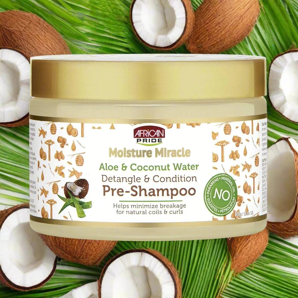 African Pride Moisture Miracle Aloe & Coconut Water Pre-Shampoo 12 oz - ASBEAUTYBAZAAR