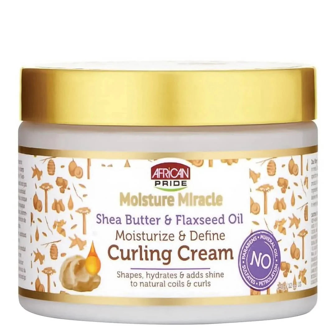 African Pride Moisture Miracle Shea Butter & Flaxseed Oil Curling Cream 12 oz - ASBEAUTYBAZAAR