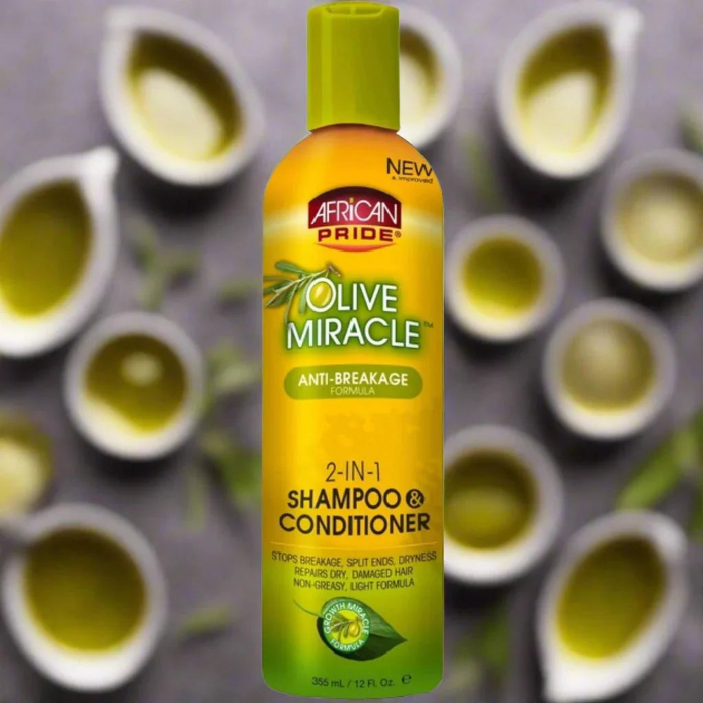 African Pride Olive Miracle 2 In 1 Shampoo & Conditioner 12 oz - ASBEAUTYBAZAAR