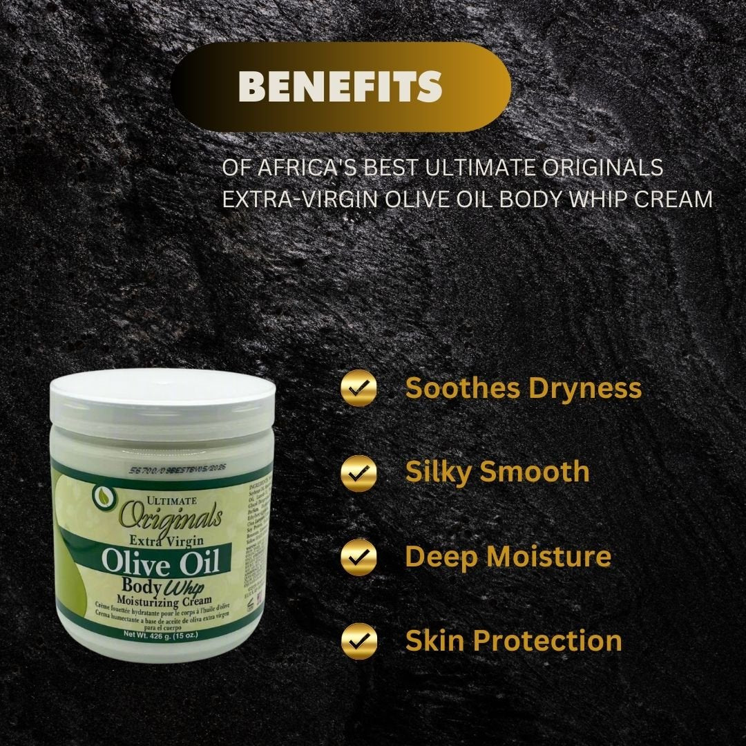 Africa's Best Ultimate Originals Extra-Virgin Olive Oil Body Whip Cream 15oz - ASBEAUTYBAZAAR