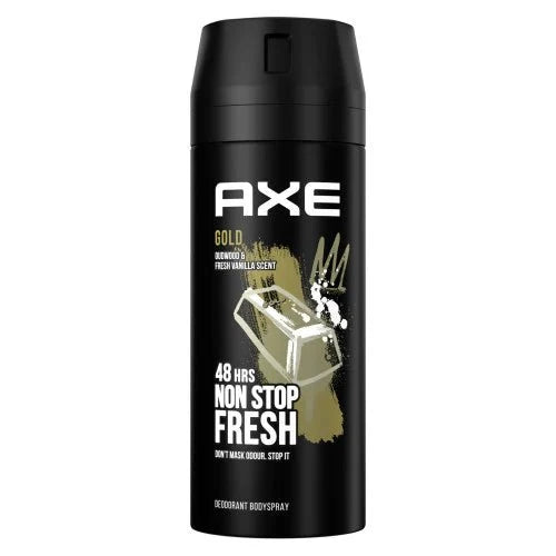 AXE Gold Deodorant Body Spray Vanilla & Wood Fragrance 150ml | 5.07oz - ASBEAUTYBAZAAR