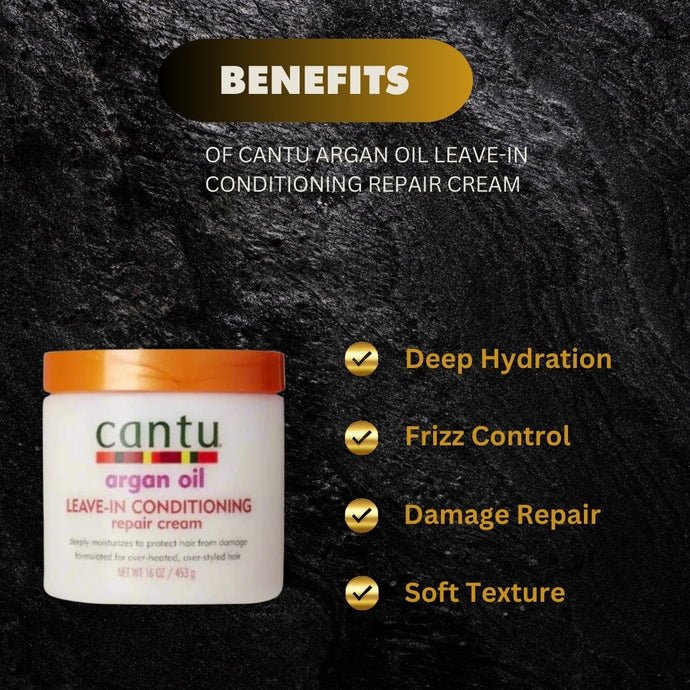 Cantu Argan Leave-In Conditioning Cream 16oz | 453g - ASBEAUTYBAZAAR
