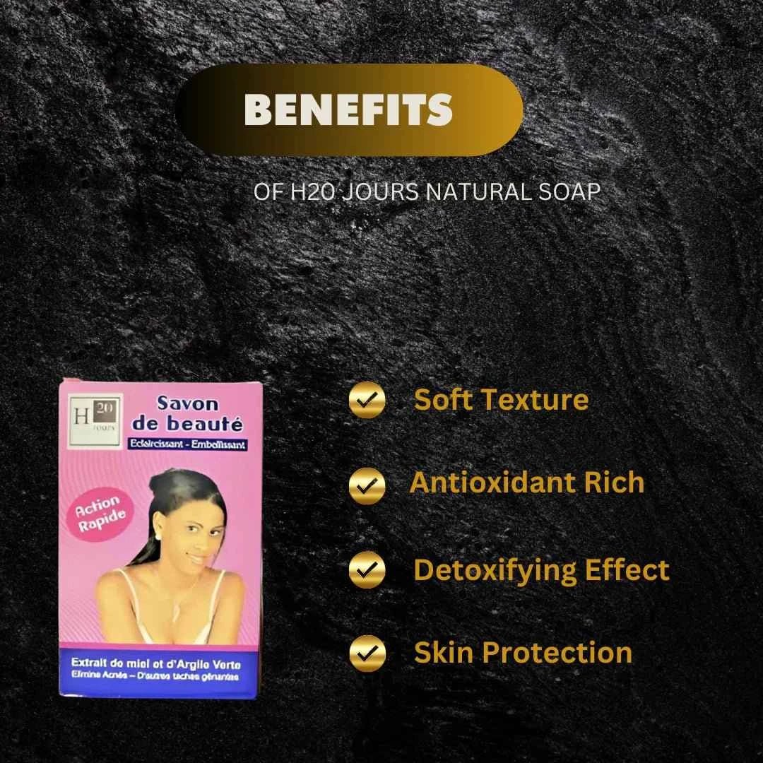 H20 Jours Natural Beauty Soap with Honey & Green Clay 250 g - ASBEAUTYBAZAAR