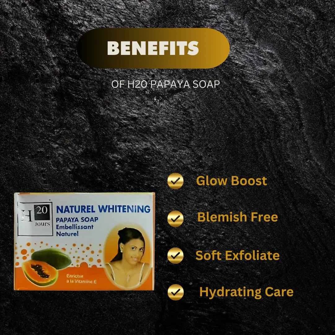 H20 Jours Natural Papaya Beauty Soap with Vitamin E 180 g - ASBEAUTYBAZAAR