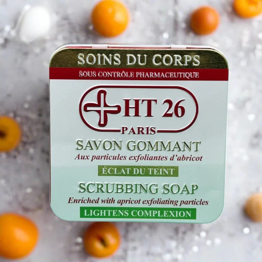 HT26 Apricot Exfoliating Scrub Soap 200g – Gentle Smoothing Cleanser - ASBEAUTYBAZAAR