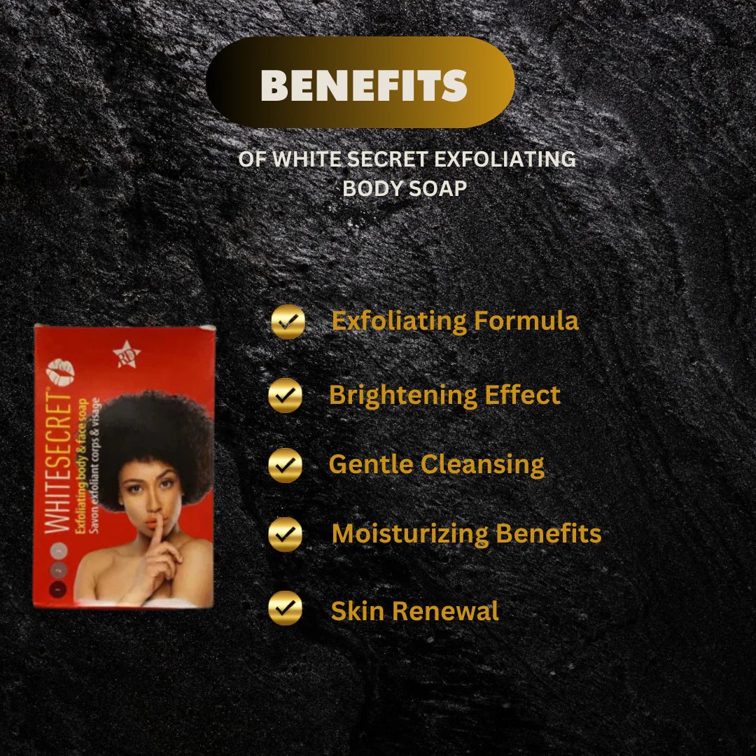 White Secret Exfoliating Body & Face Soap 190g – Smoothing Cleansing Bar - ASBEAUTYBAZAAR